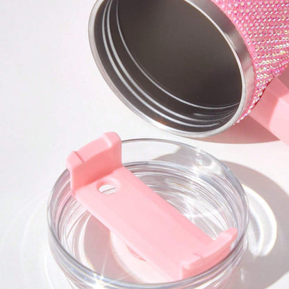 Double Insulated Stainless Steel Tumbler Mug with Handle & Straw – Keeps Drinks Hot or Cold