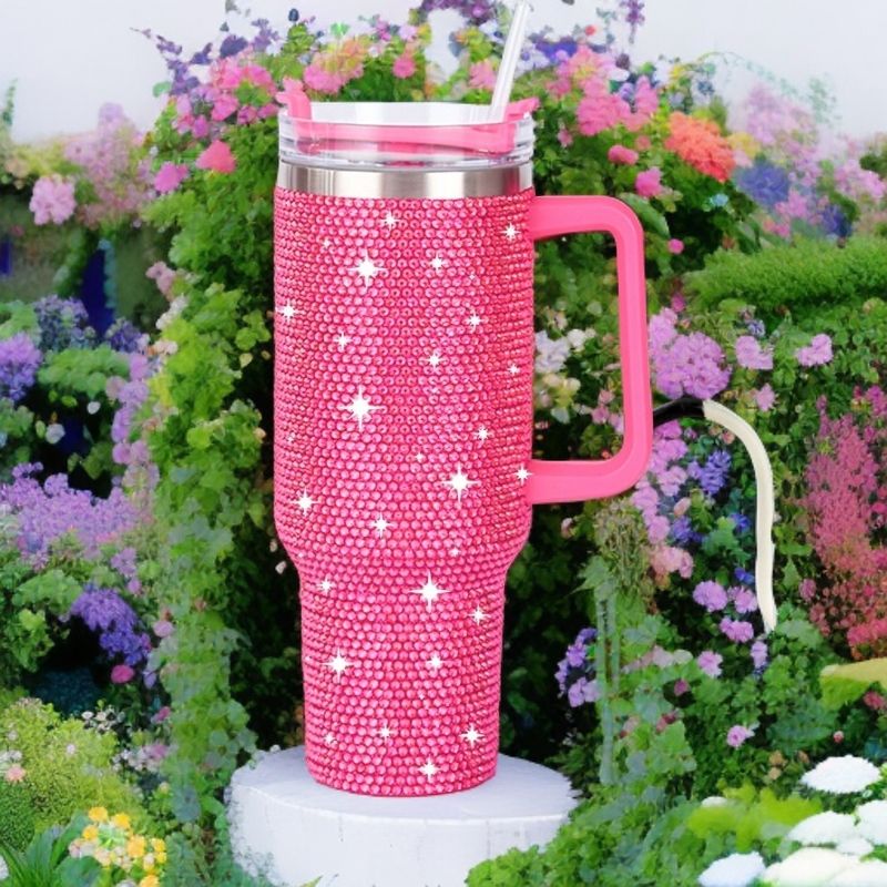 Double Insulated Stainless Steel Tumbler Mug with Handle & Straw – Keeps Drinks Hot or Cold