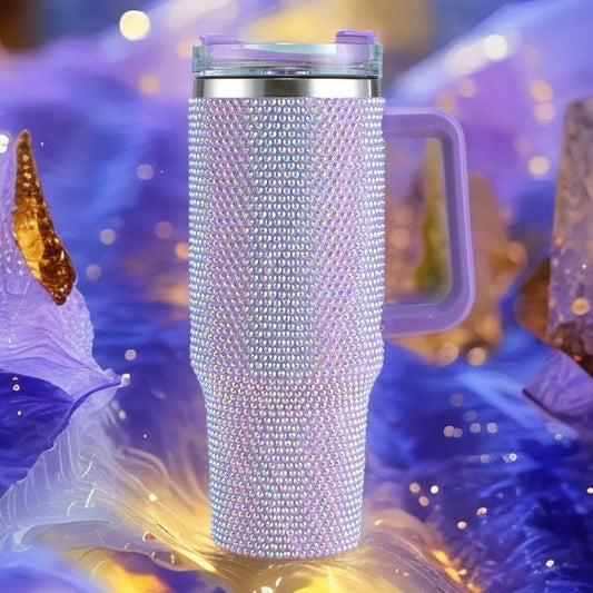 Double Insulated Stainless Steel Tumbler Mug with Handle & Straw – Keeps Drinks Hot or Cold