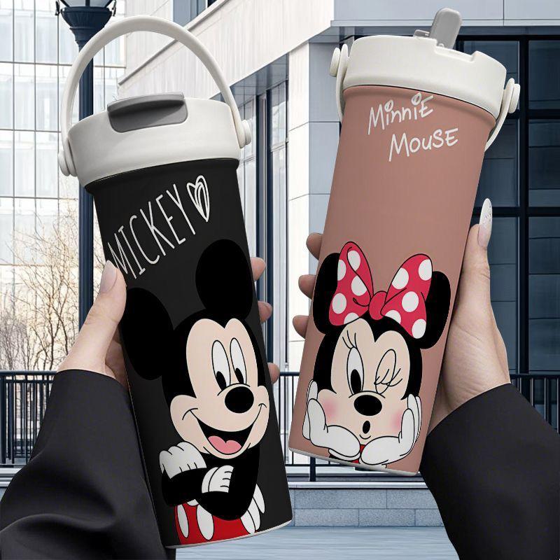 Cartoon Print Kids Water Bottle with Flip Straw & Carry Handle