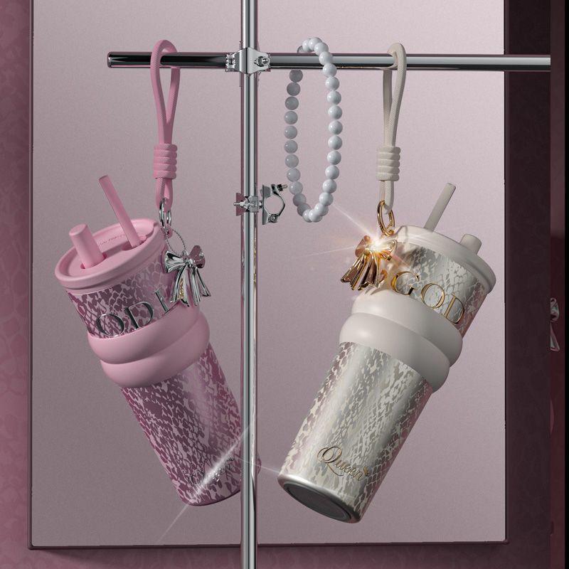 Luxury Snake Design Insulated Tumbler with Straw & Hand Strap