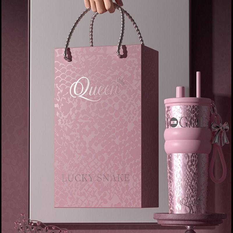 Stylish Black & Pink Travel Tumbler with Straw Lid and Wrist Strap