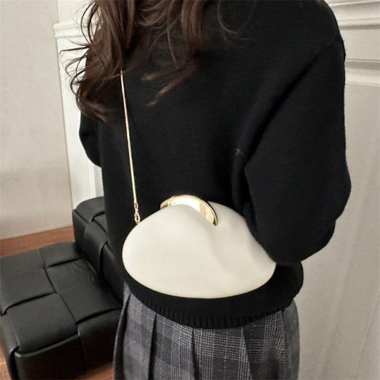 Trendy Cloud‑Shape Mini Crossbody Bag with Gold Chain