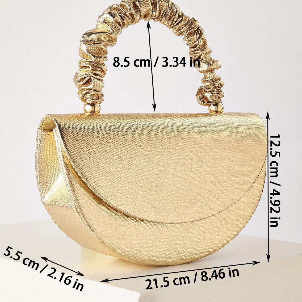 Elegant Gold Evening Clutch with Ruched Handle & Chain Strap