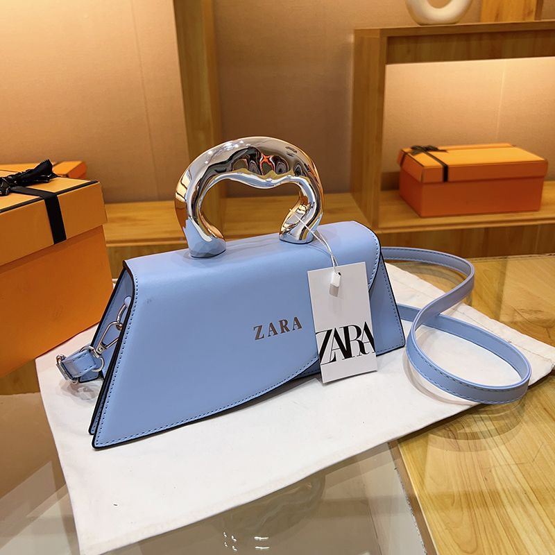 Trendy Green Top‑Handle Mini Bag with Silver Metal Handle & Crossbody Strap